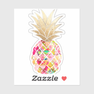 Sticker PixDezines Aloha Rose Ananas, Couronne Or Faux