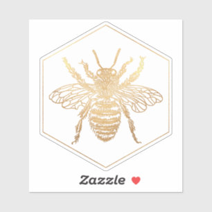Sticker PixDezines Bumble Bee+Honeycomb, Faux Gold