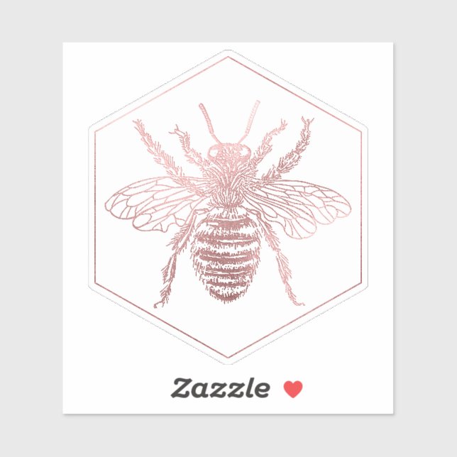 Sticker PixDezines Bumble Bee+Honeycomb, Faux Rose Gold (Feuille)