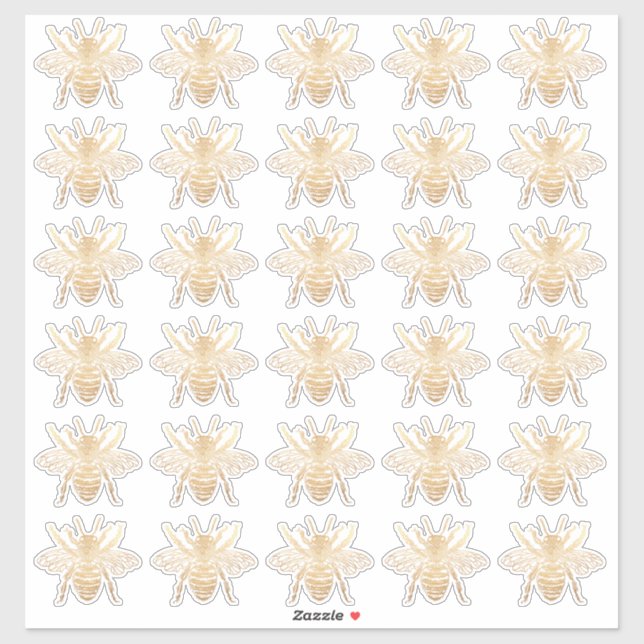 Sticker PixDezines Bumble Bees, Faux Gold (Feuille)
