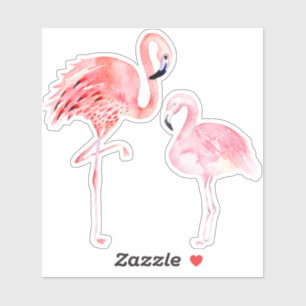 Sticker PixDezines Flamants roses roses, maman+bébé