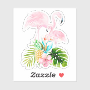 Sticker PixDezines Flamants roses roses, maman+bébé