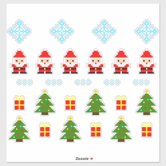 Sticker Pixel Art Christmas Set 2 (Feuille)