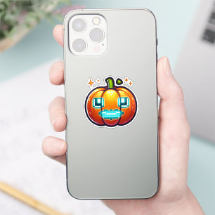 Sticker Pixel lumineux Citrouille Vinyl Retro Halloween