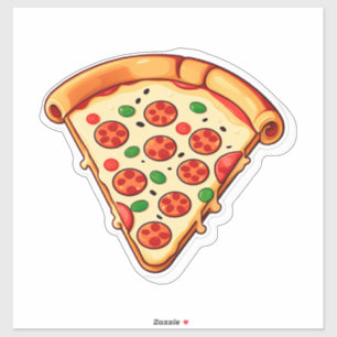 Sticker Pizza Cartoon Heureux Avec Pepperoni