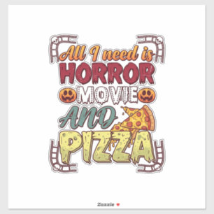 Sticker Pizza Film d'Horreur Halloween Citrouille Crâne Tr