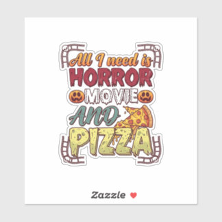 Sticker Pizza Film d'Horreur Halloween Citrouille Crâne Tr