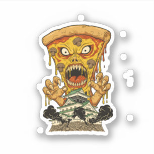 Sticker Pizza Monstre Flippant Château Japon Art de Foodie