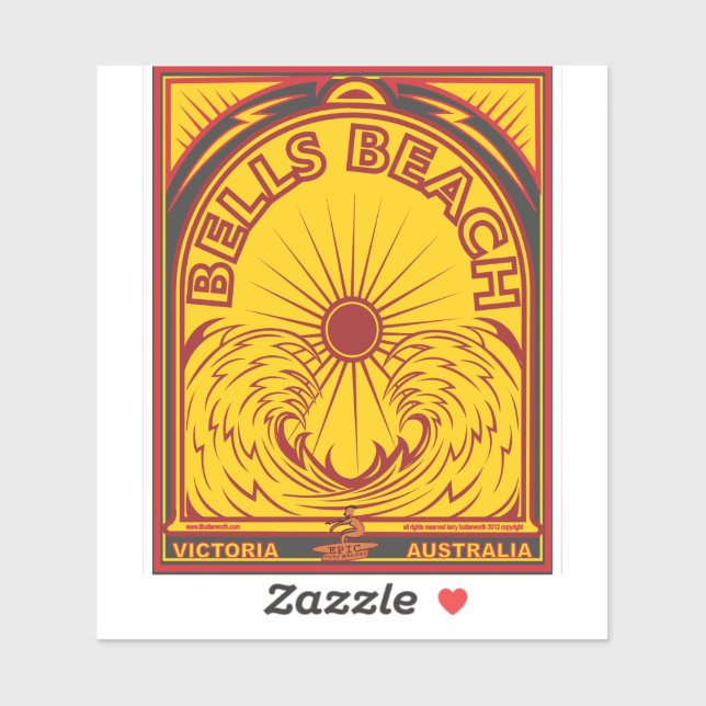 STICKER PLAGE DE BELLS DE SURF EN AUSTRALIE (Feuille)