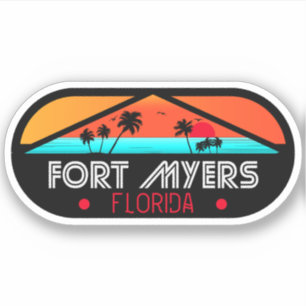 Sticker Plage de Fort Myers Florida - Souvenir vintage rét