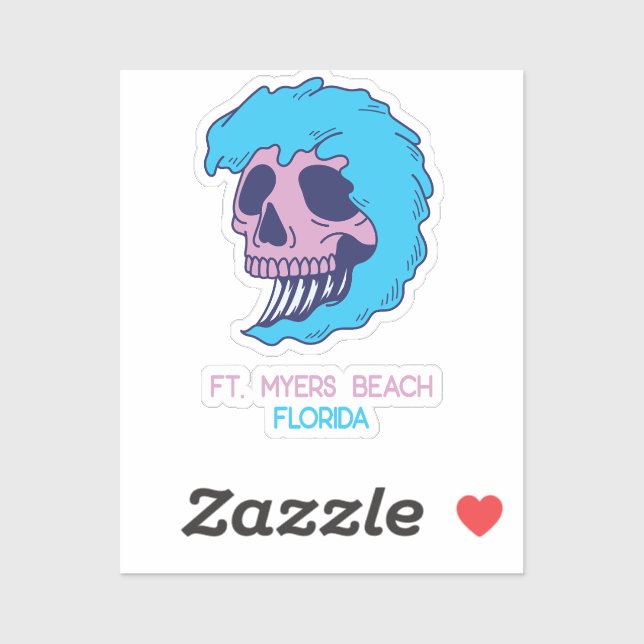 Sticker Plage de Fort Myers Floride Ondes crânes (Feuille)