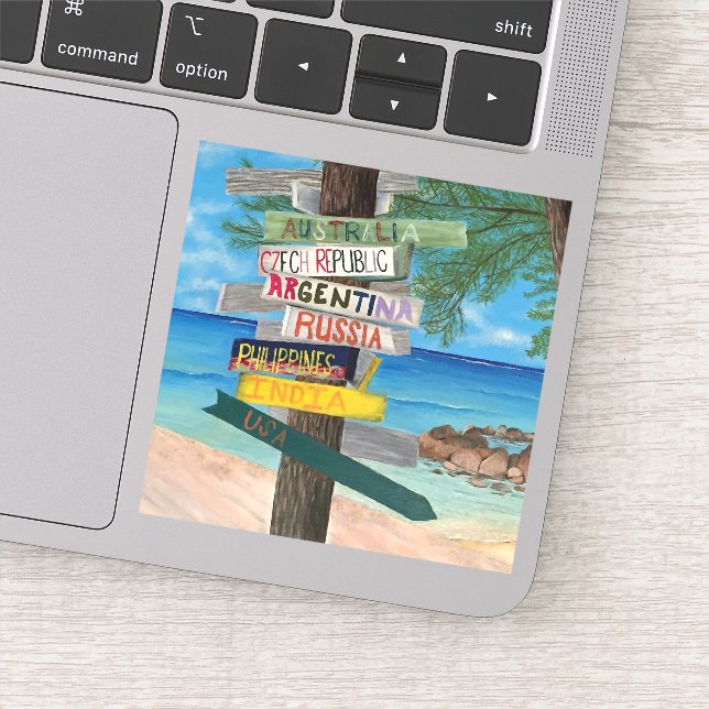 Sticker Plage des îles Cayman Voyage Océan Vinyl (Détail)