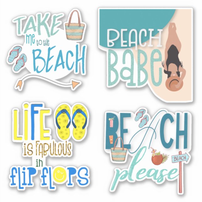 Sticker Plage individuelle amusante Citations de typograph (Devant)