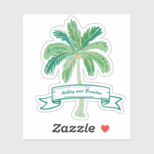Sticker Plage personnalisée avec palmiers tropicaux côtier