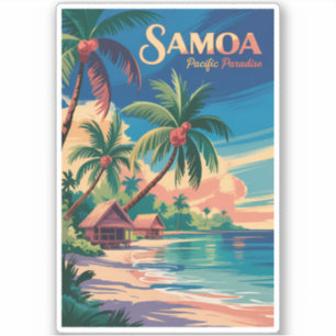 Sticker Plage samoane Illustration de voyage Art samoan Vi