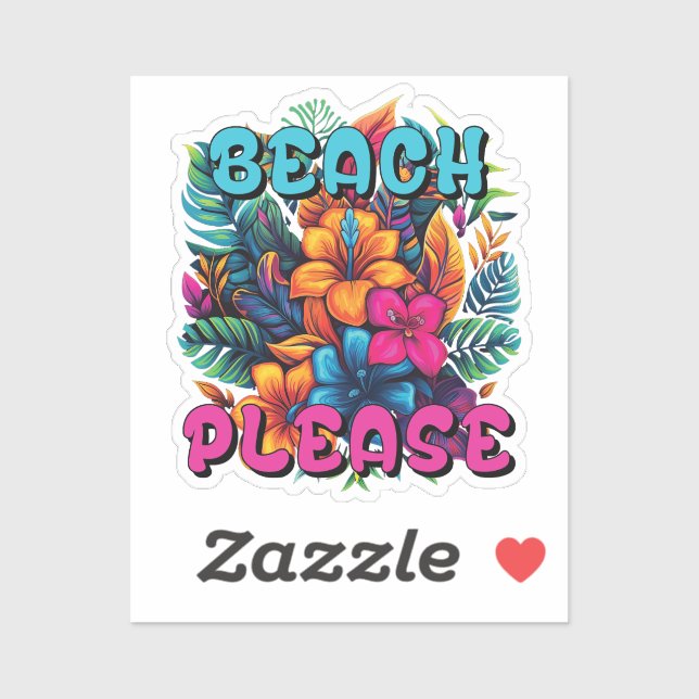 Sticker Plage s'il vous plaît hibiscus hawaïen tropical (Feuille)