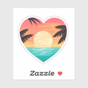 Sticker plage soleil coeur
