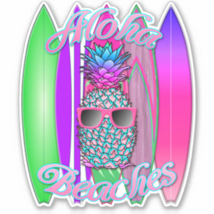 Sticker Plages Tropical Aloha Plages Amusants Surfing Anan