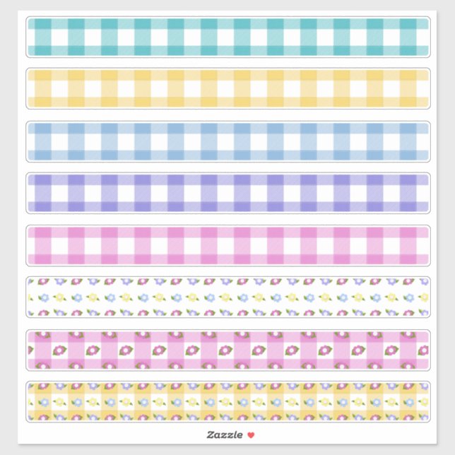 Sticker Plaids de fleurs de printemps de Pâques (Feuille)