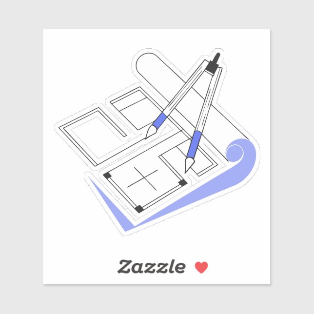 Sticker Plan d'architecture esthétique (Feuille)