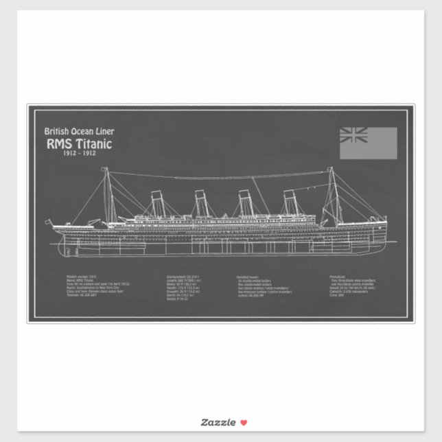 Sticker Plan directeur des navires Titanic RMS PBD (Feuille)