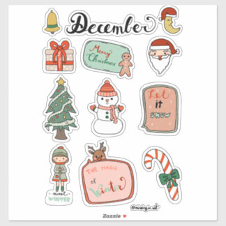 Sticker Planche d'autocollants de décembre - Bonhomme de n