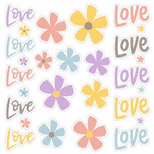 Sticker Planche d'autocollants de pâquerettes et d'amour