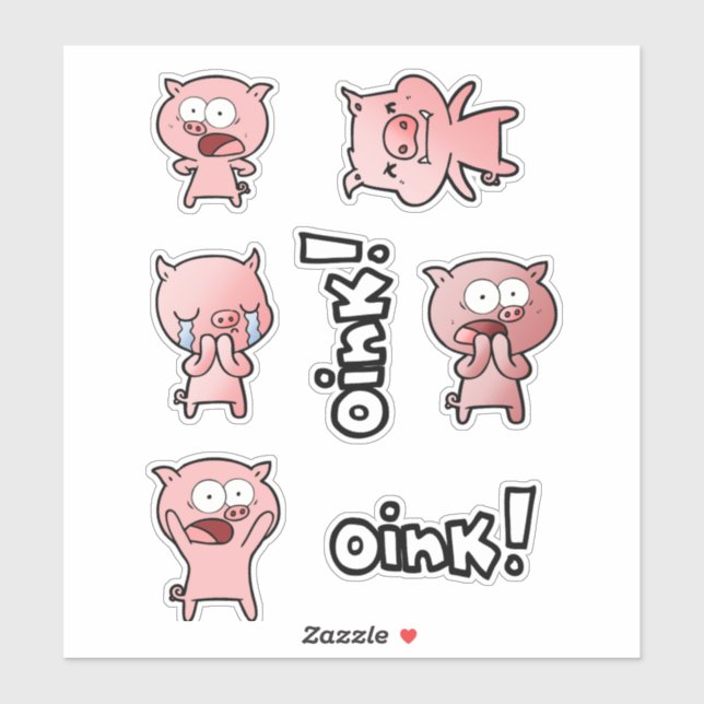 Sticker Planche d'autocollants de petits cochons pour les  (Feuille)