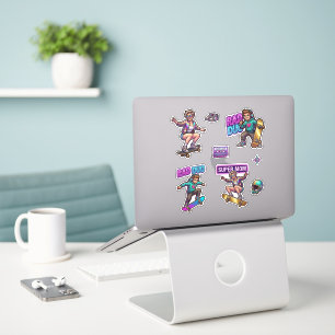 Sticker Planche d'autocollants Neon Skater pour Super Mama