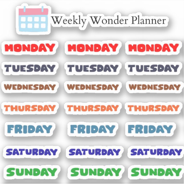 Sticker Planificateur hebdomadaire Wonder (Devant)