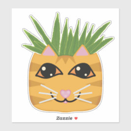 Sticker Plante en loe tabby orange
