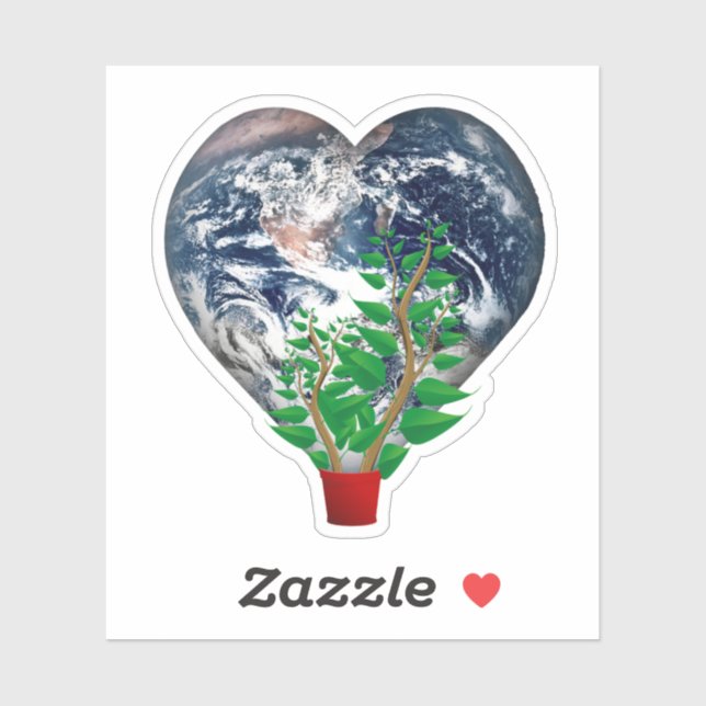 Sticker Plante grandissant avec Earth Heart (Feuille)
