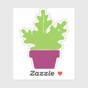Sticker Plante vert feuillu en pot violet illustration