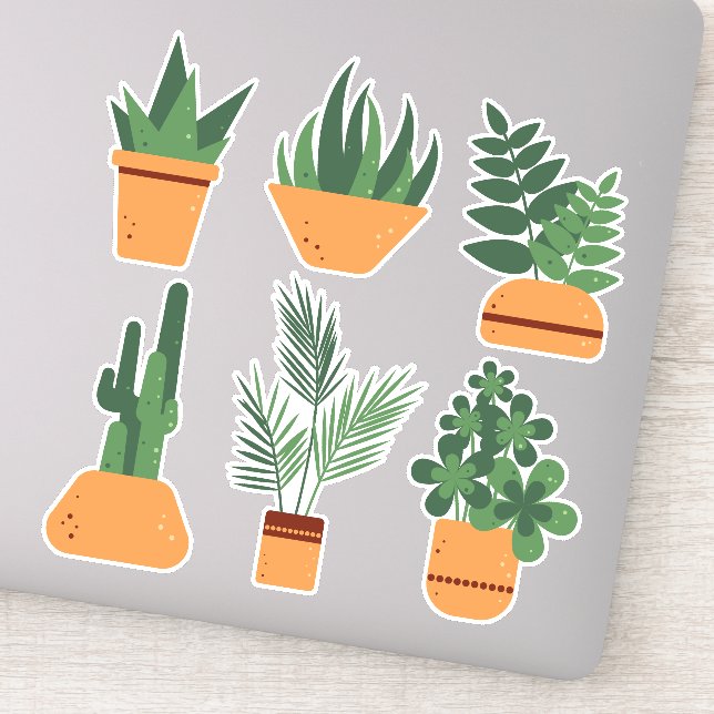 Sticker Plantes intérieurs dans des pots. Jeu botanique de (Détail)