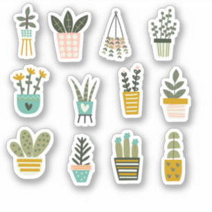 Sticker Plantes pointillés, Succulent & Cactus Vinyl