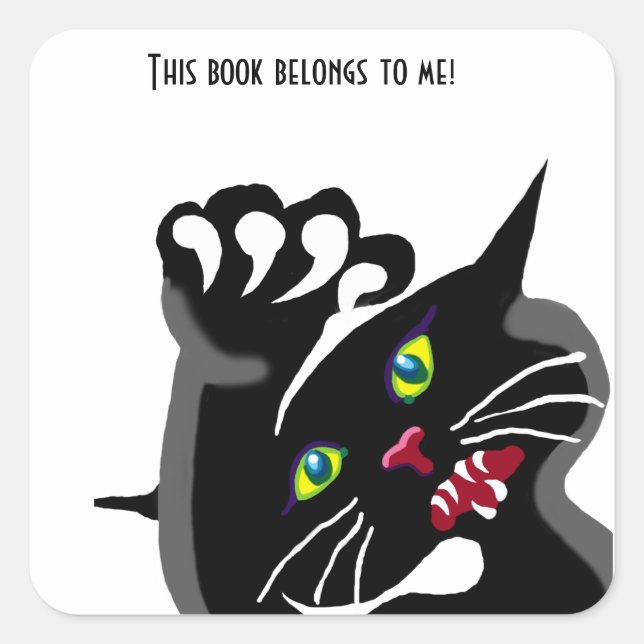 Sticker plaque de chat noir en colère (Devant)