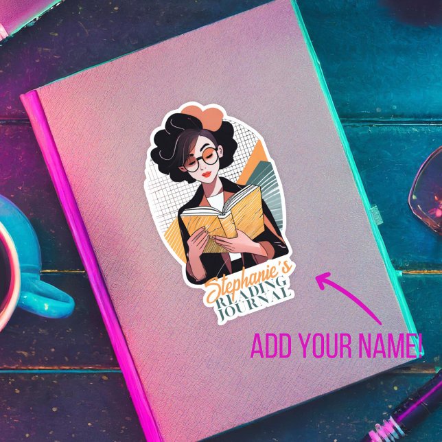 Sticker Plaque de lecture personnalisée "Modern Reader" (Personalize reading journal bookplate sticker)