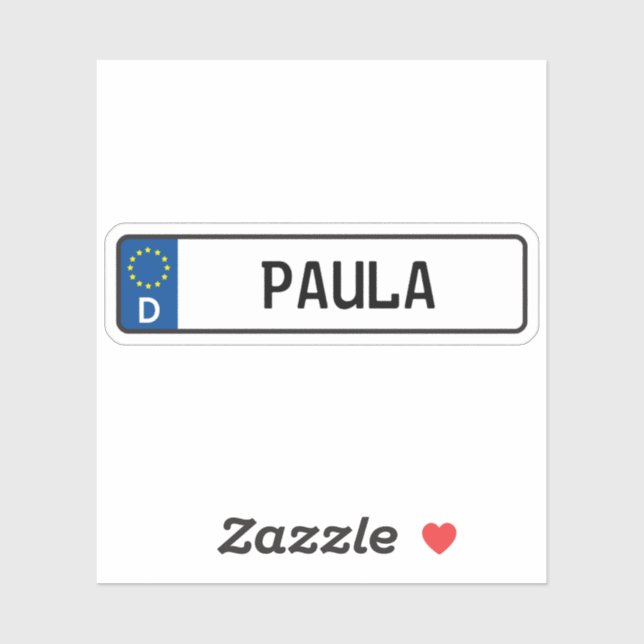Sticker Plaque de licence de voiture allemande Paula (Feuille)