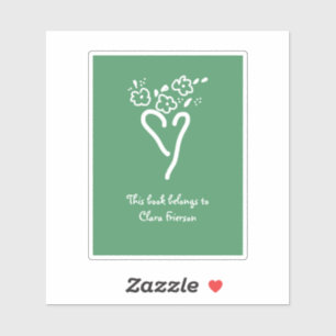 Sticker Plaque de réservation Coeur vert et blanc