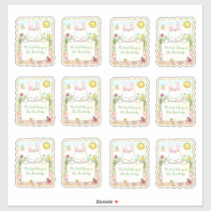 Sticker Plaques de livre de lapin rose rectangulaire