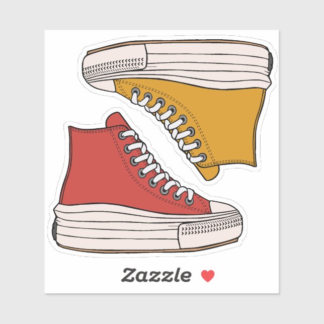 Sticker Plateforme branchée, chaussures haut de gamme bask (Feuille)