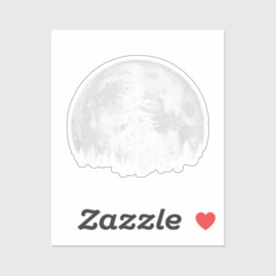 Sticker Pleine lune rétro et minimaliste Arbre à pin Vinta