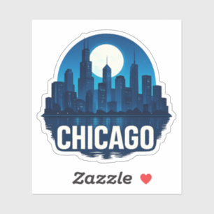Sticker Pleine lune Skyline de Chicago