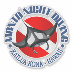 Sticker Plongée de nuit de Manta (Kailua Kona)