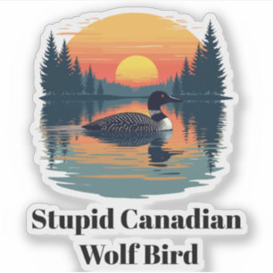 Sticker Plongeon de rivalité enflammée d'oiseau de loup ca