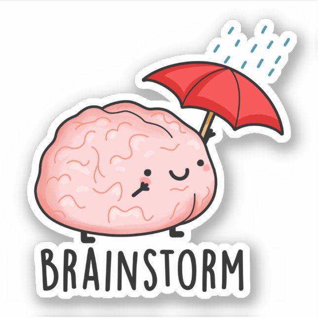Sticker Pluie cérébrale amusante Anatomie Pun (Devant)