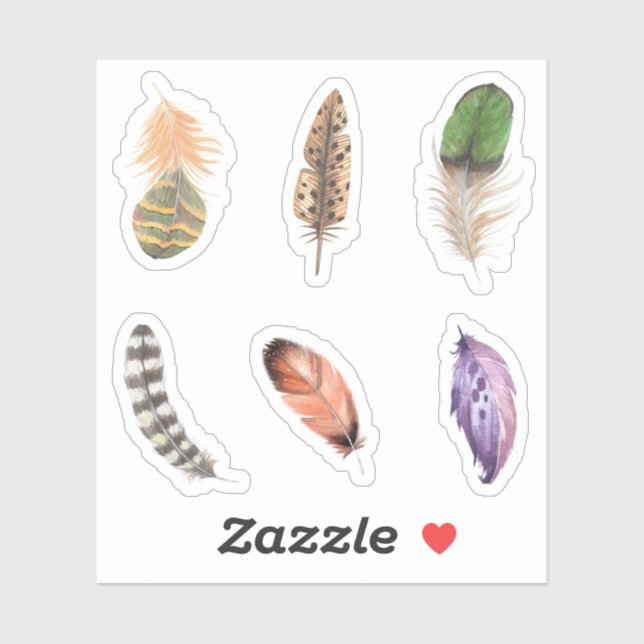 Sticker Plume de fantaisie pour scrapbooking oiseaux à la  (Feuille)