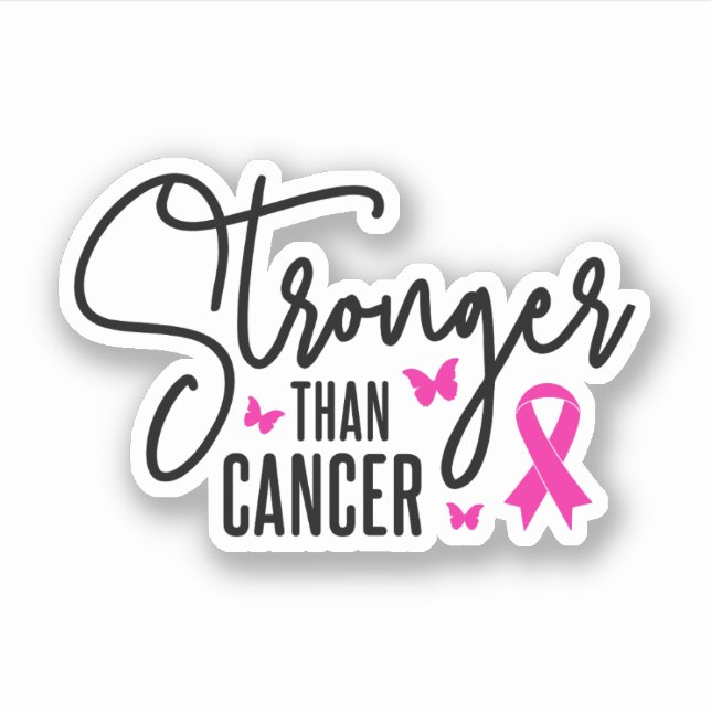 Sticker Plus forte que le cancer, sensibilisation au cance (Devant)