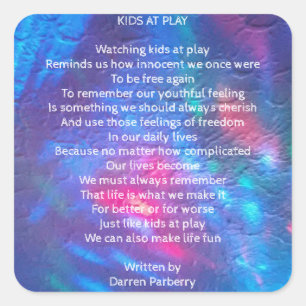 Sticker poème "Kids At Play"