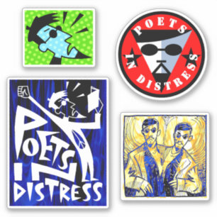 STICKER POÈTES DANS LA FEUILLE D'ÉTIQUETTE DE DÉTRESSE